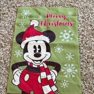 Disney Mickey Mouse Christmas Garden Flag - Green and Red